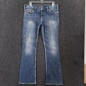 Silver Jeans Co Suki Surplus Jeans Women's 31x34 Blue Mid Rise Bootcut Flap Pock